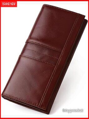 Leather RFID Blocking Bifold Wallet with Coin Pocket and ID Window
